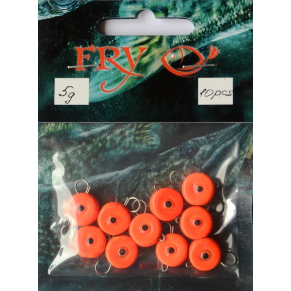 Грузило вухатий для риболовлі, таблетка (ексцентрик) колір Silvereyes Orange, 10шт в уп., вага 5г